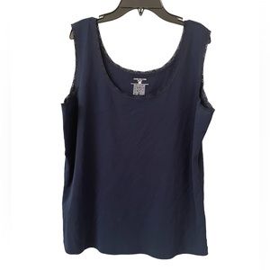 Jones New York Sport navy blue lace trim tank